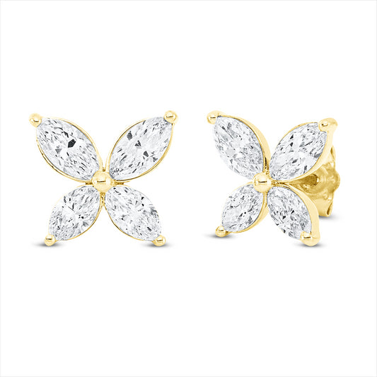 Ohrstecker 18 kt GG, 4 Nav. 1,00 ct, TW-si, 4 Nav. 0,64 ct, TW-si