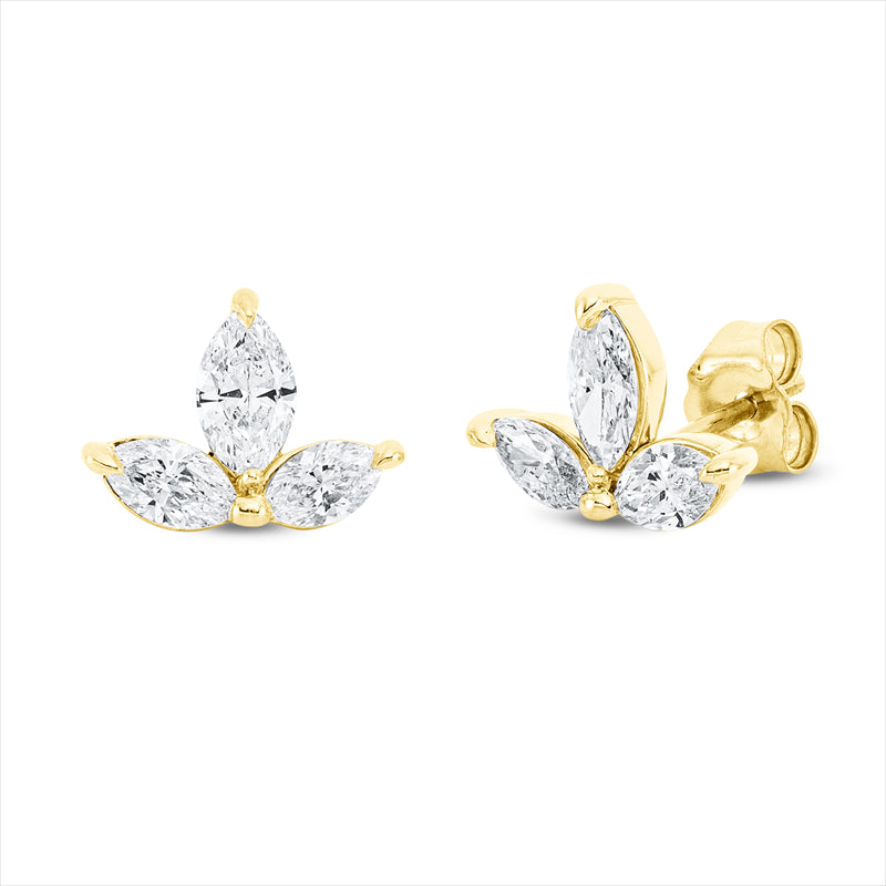 Ohrstecker 18 kt GG, 2 Nav. 0,32 ct, TW-si, 2 Nav. 0,50 ct, TW-si, 2 Nav. 0,40 ct, TW