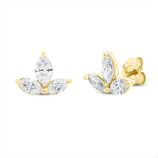 Ohrstecker 18 kt GG, 2 Nav. 0,32 ct, TW-si, 2 Nav. 0,50 ct, TW-si, 2 Nav. 0,40 ct, TW