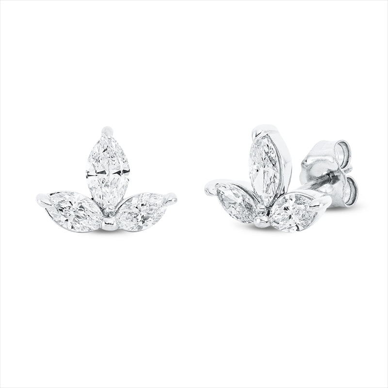 Ohrstecker 18 kt WG, 2 Nav. 0,32 ct, TW-si, 2 Nav. 0,50 ct, TW-si, 2 Nav. 0,40 ct, TW-si