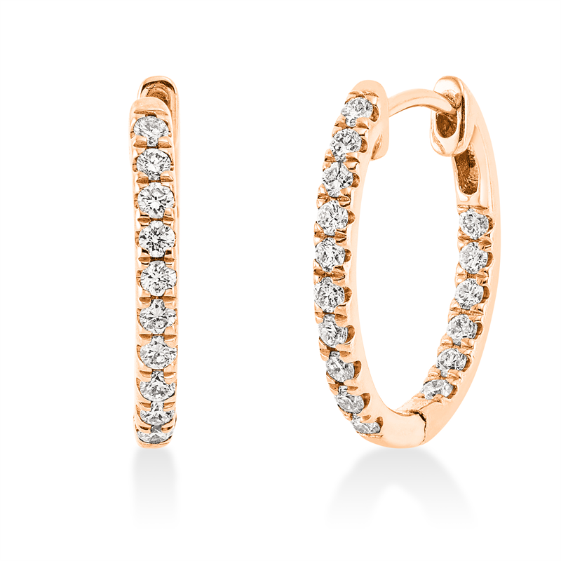 Creolen 18 kt RG, 32 Brill. 0,47 ct, TW-si