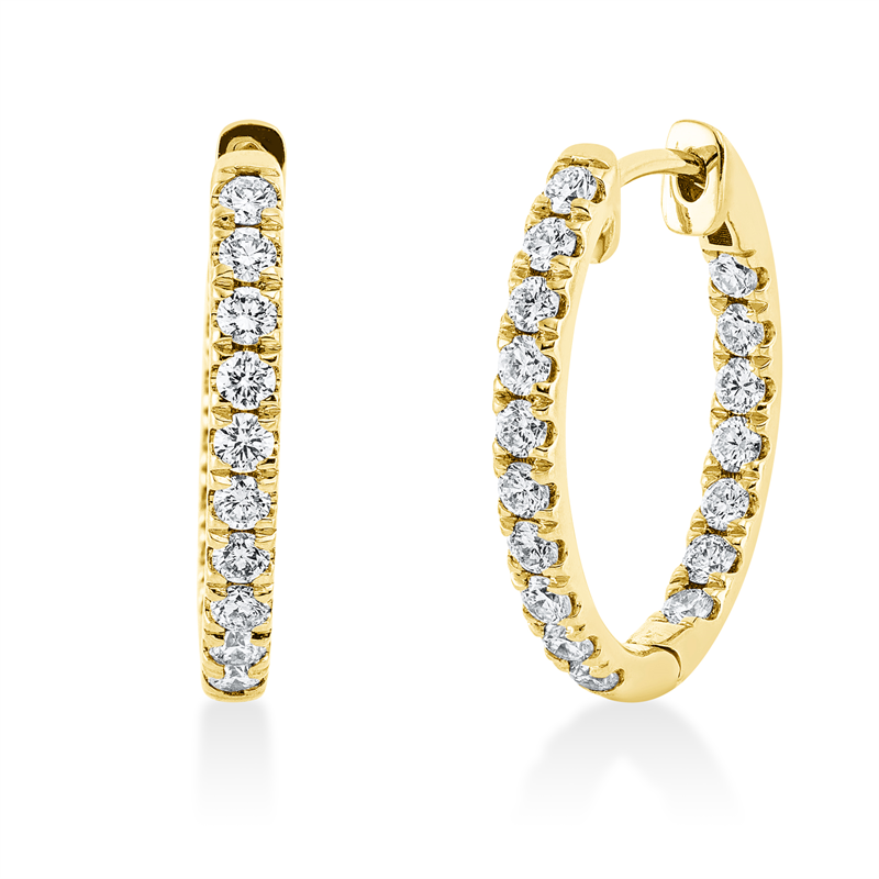 Creolen 18 kt GG, 34 Brill. 0,96 ct, TW-si