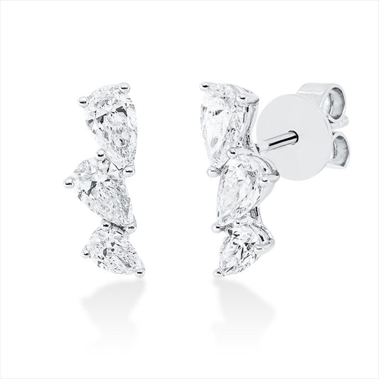 Ohrstecker 18 kt WG, 6 Tropfen 0,90 ct, TW-vsi