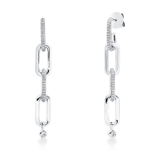 Ohrschmuck 18 kt WG, 2 Brill. 0,08 ct, TW-si, 324 Brill. 1,09 ct, TW-si