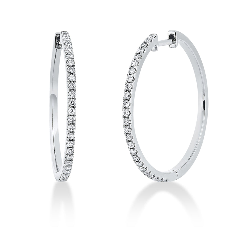 Creolen 18 kt WG, 50 Brill. 0,37 ct, W-si