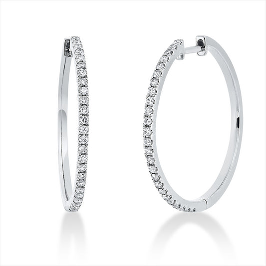 Creolen 18 kt WG, 50 Brill. 0,37 ct, W-si