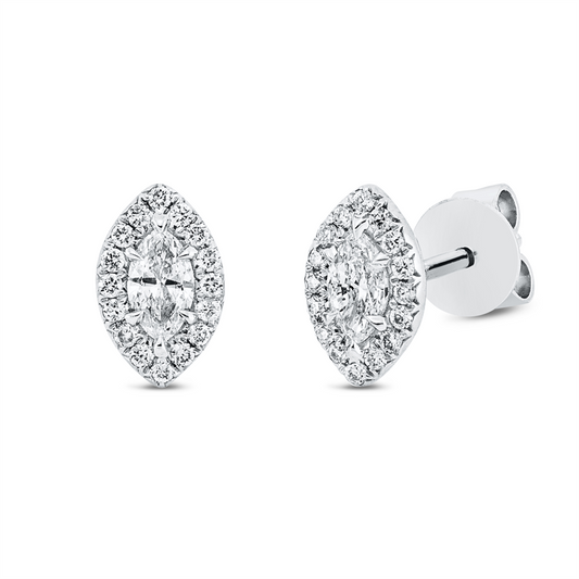 Ohrstecker 18 kt WG, 2 Nav. 0,19 ct, TW-si, 32 Brill. 0,10 ct, W-si
