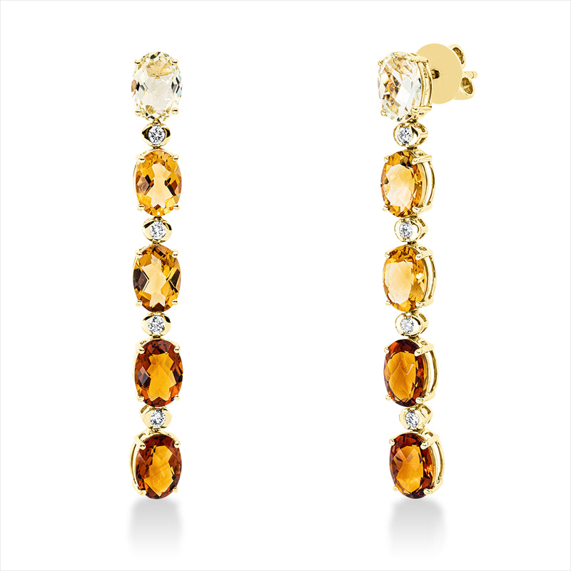 Ohrschmuck 18 ktGG,8 Brill.0,23ct,TW-si,4 Cit 2,90ct gelb,2 Quarz 1,50ct orange,4 Cit 2,90ct mandarin