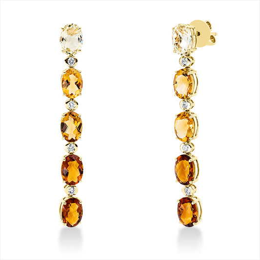 Ohrschmuck 18 ktGG,8 Brill.0,23ct,TW-si,4 Cit 2,90ct gelb,2 Quarz 1,50ct orange,4 Cit 2,90ct mandarin