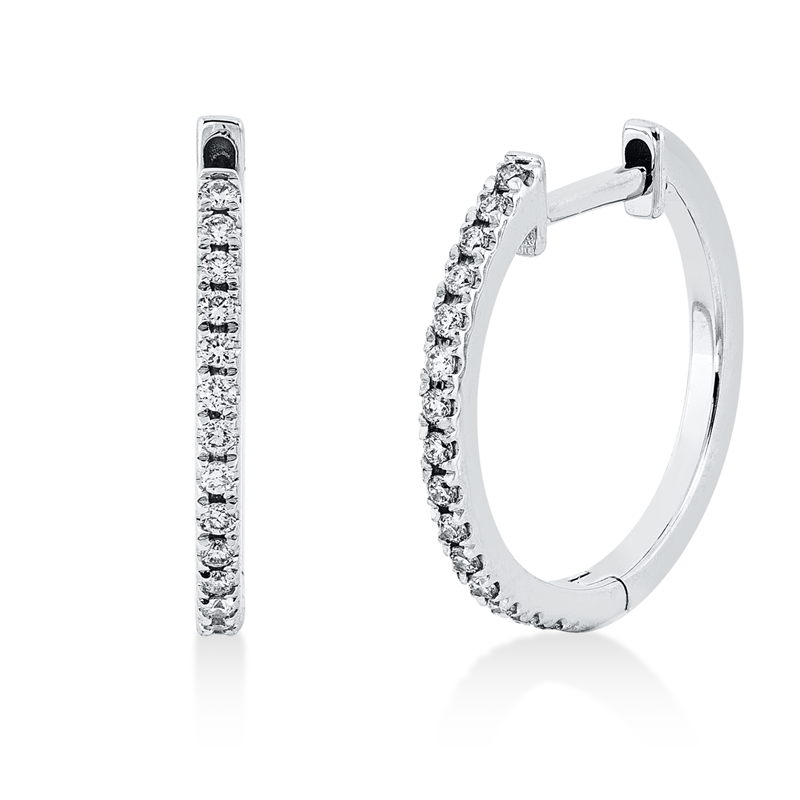 Creolen 18 kt WG, 30 Brill. 0,13 ct, W-si
