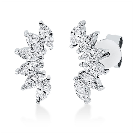 Ohrstecker 18 kt WG, 12 Nav. 0,82 ct, TW-si