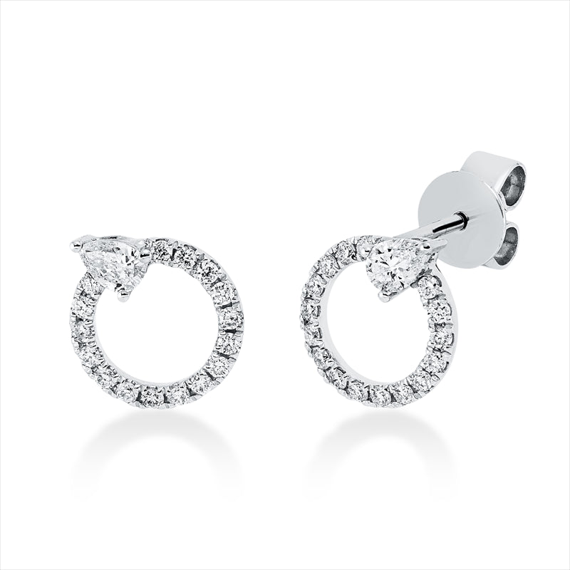 Ohrstecker 18 kt WG, 2 Tropfen 0,17 ct, TW-si, 32 Brill. 0,20 ct, TW-si
