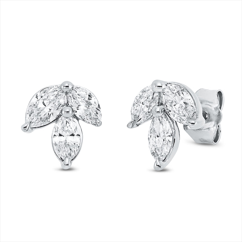 Ohrstecker 18 kt WG, 2 Nav. 0,30 ct, TW-si, 2 Nav. 0,40 ct, TW-si, 2 Nav. 0,20 ct, TW-si