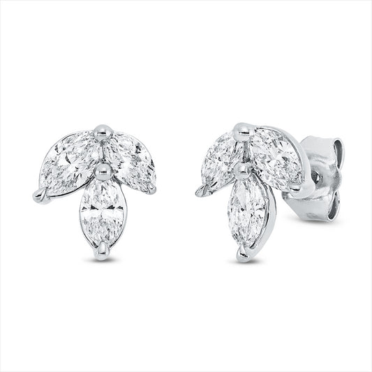 Ohrstecker 18 kt WG, 2 Nav. 0,30 ct, TW-si, 2 Nav. 0,40 ct, TW-si, 2 Nav. 0,20 ct, TW-si