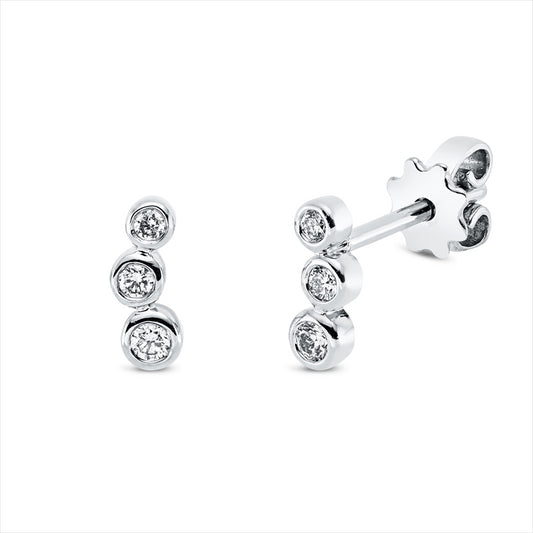 Ohrstecker 18 kt WG, 2 Brill. 0,03 ct, TW-si, 2 Brill. 0,05 ct, TW-si, 2 Brill. 0,06 ct, TW-si