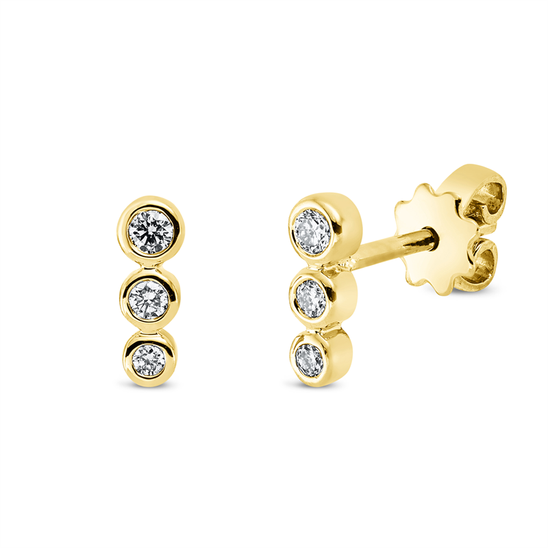 Ohrstecker 18 kt GG, 4 Brill. 0,07 ct, TW-si, 2 Brill. 0,06 ct, TW-si