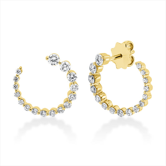 Ohrstecker 18 kt GG, 18 Brill. 0,64 ct, TW-si, 14 Brill. 0,18 ct, TW-si