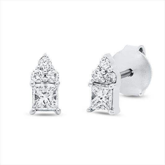 Ohrstecker 18 kt WG, 2 Princ. 0,31 ct, TW-si, 6 Brill. 0,09 ct, TW-si