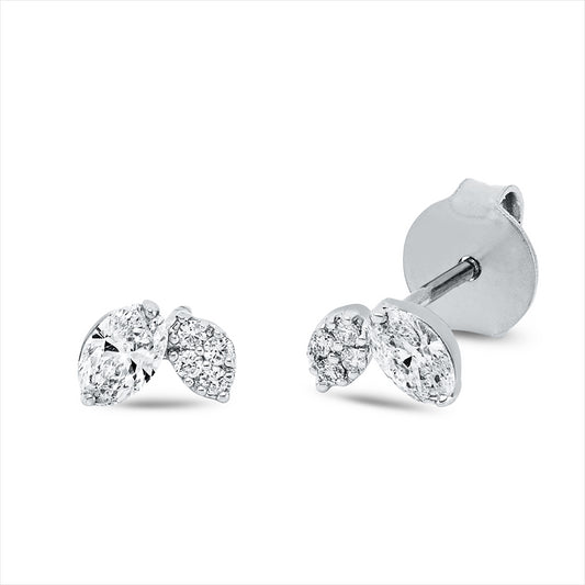 Ohrstecker 18 kt WG, 2 Oval 0,31 ct, TW-si, 8 Brill. 0,05 ct, TW-si