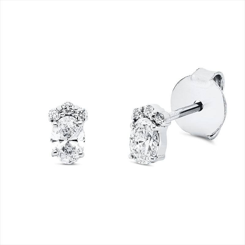Ohrstecker 18 kt WG, 2 Oval 0,34 ct, TW-si, 6 Brill. 0,04 ct, TW-si