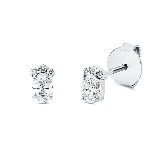 Ohrstecker 18 kt WG, 2 Oval 0,34 ct, TW-si, 6 Brill. 0,04 ct, TW-si