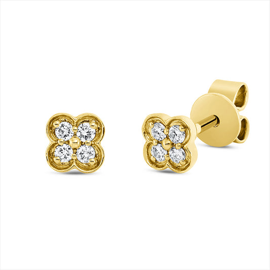 Ohrstecker 18 kt GG, 8 Brill. 0,10 ct, TW-si