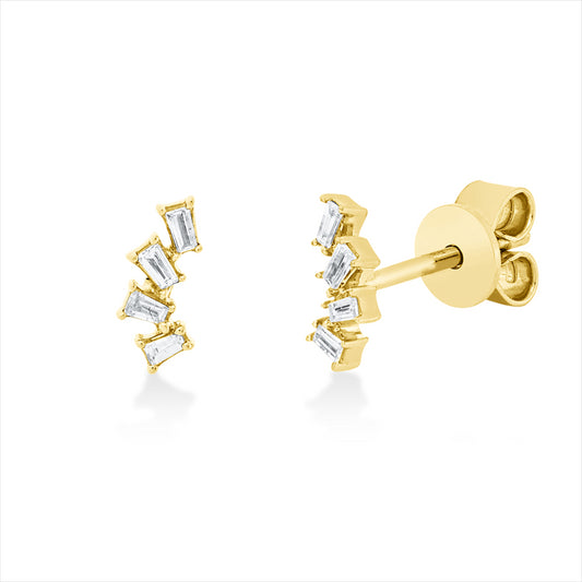 Ohrstecker 18 kt GG, 4 Trap. 0,03 ct, TW-si, 4 Trap. 0,05 ct, TW-si