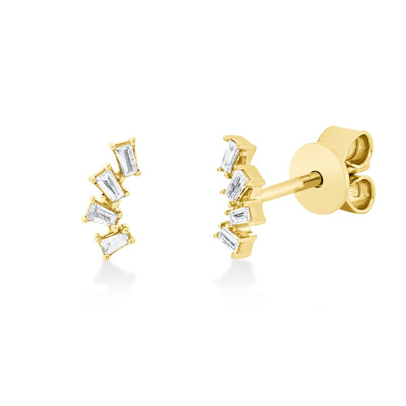 Ohrstecker 18 kt GG, 4 Trap. 0,03 ct, TW-si, 4 Trap. 0,04 ct, TW-si