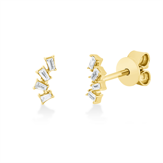 Ohrstecker 18 kt GG, 4 Trap. 0,03 ct, TW-si, 4 Trap. 0,04 ct, TW-si