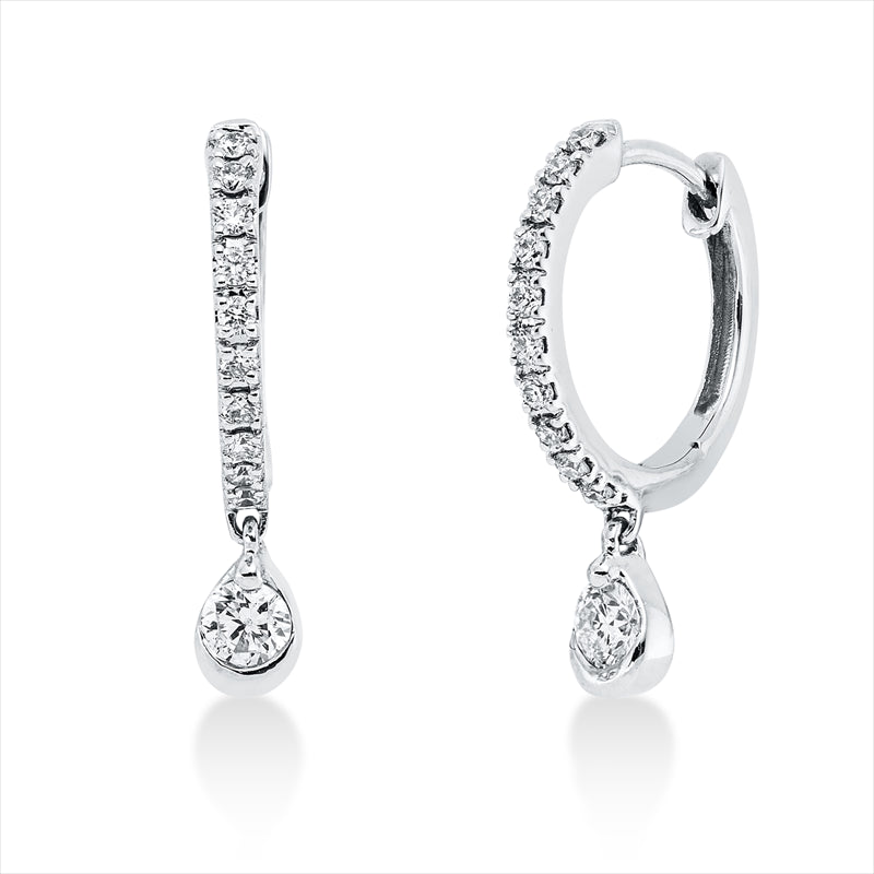 Creolen 18 kt WG, 2 Brill. 0,11 ct, TW-si, 20 Brill. 0,09 ct, TW-si