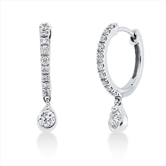 Creolen 18 kt WG, 2 Brill. 0,11 ct, TW-si, 20 Brill. 0,09 ct, TW-si