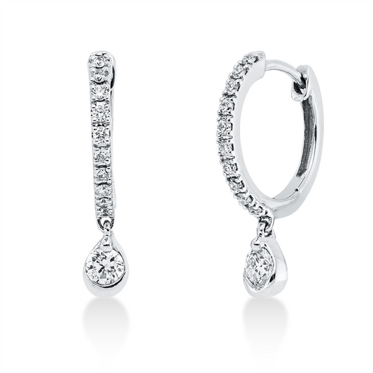 Creolen 18 kt WG, 2 Brill. 0,11 ct, TW-si, 20 Brill. 0,09 ct, TW-si