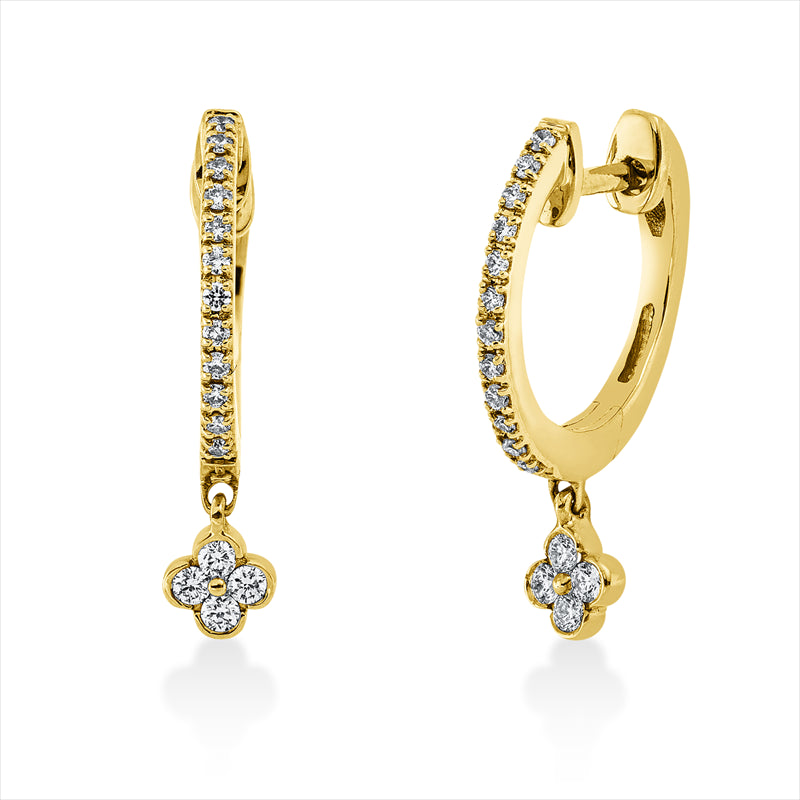 Creolen 18 kt GG, 8 Brill. 0,08 ct, TW-si, 24 Brill. 0,08 ct, TW-si