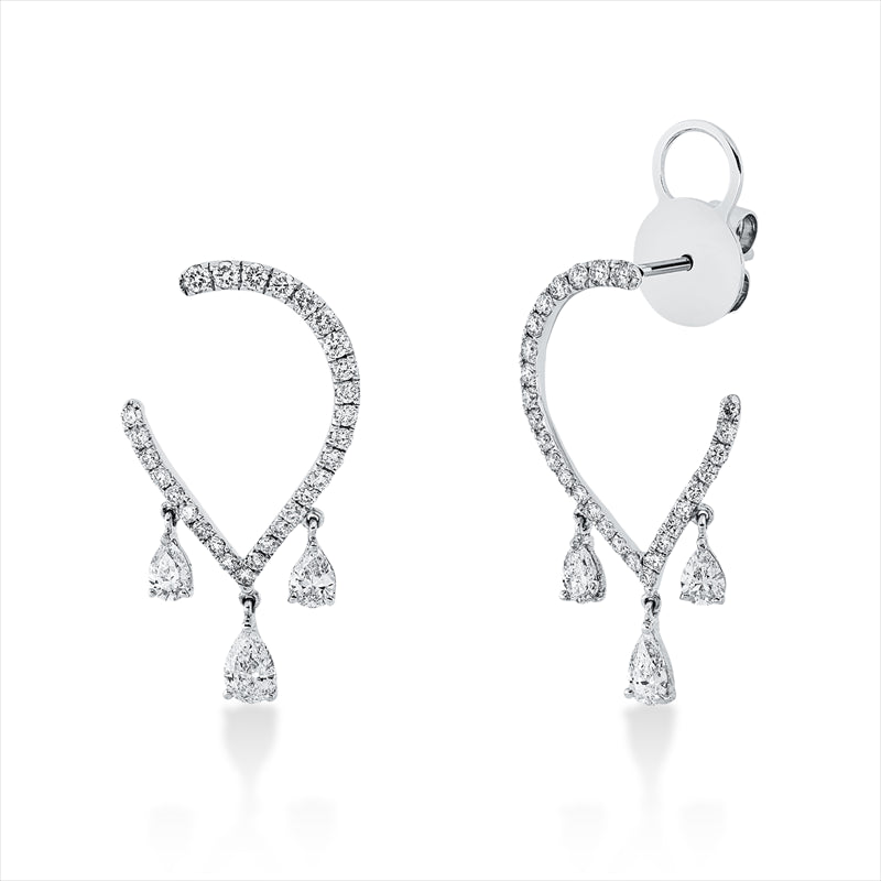 Ohrstecker 18 kt WG, 6 Tropfen 0,71 ct, TW-vsi, 56 Brill. 0,56 ct, TW-si