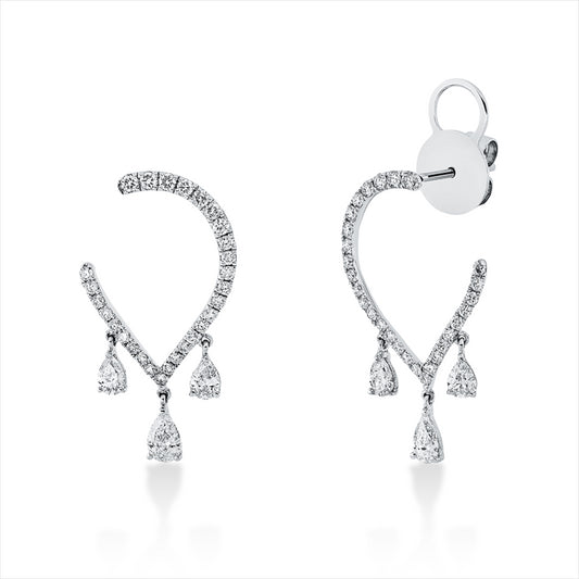 Ohrstecker 18 kt WG, 6 Tropfen 0,71 ct, TW-vsi, 56 Brill. 0,56 ct, TW-si