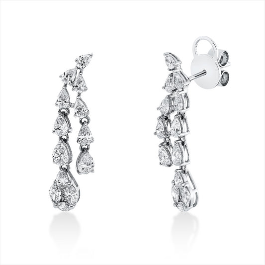 Ohrschmuck 18 kt WG, 6 Nav. 0,38 ct, TW-vsi, 20 Tropfen 1,56 ct, TW-vsi, 4 Princ. 0,10 ct, TW-vsi