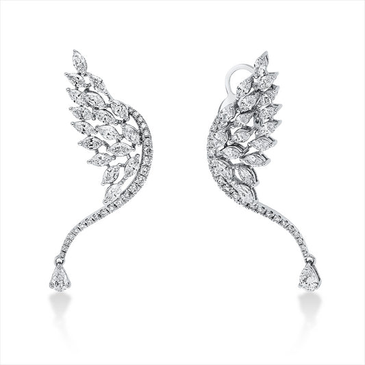 Ohrstecker 18 kt WG, 34 Nav. 1,53 ct, TW-vsi, 2 Tropfen 0,24 ct, TW-vsi, 46 Brill. 0,36 ct, TW-si