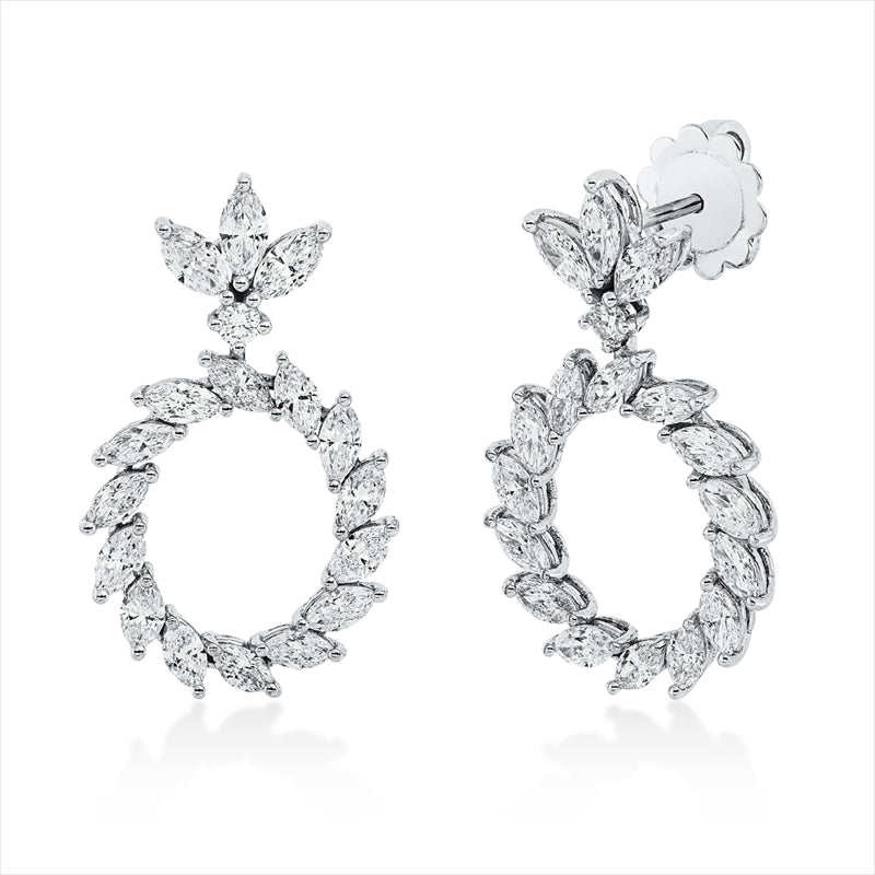 Ohrschmuck 18 kt WG, 34 Nav. 2,67 ct, F-vsi, 2 Brill. 0,10 ct, F-si