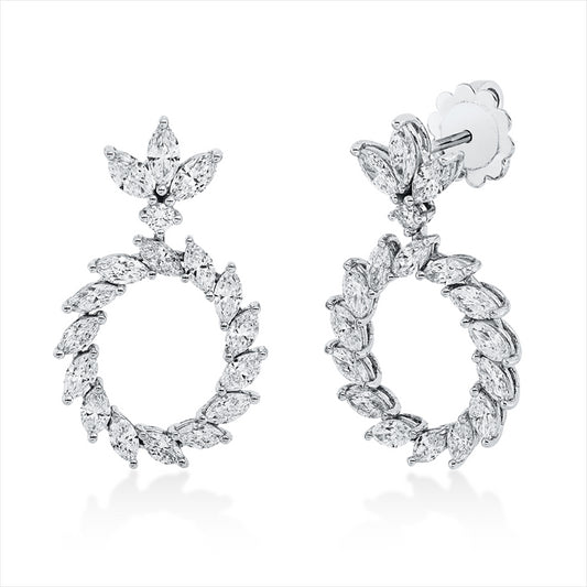 Ohrschmuck 18 kt WG, 34 Nav. 2,67 ct, F-vsi, 2 Brill. 0,10 ct, F-si