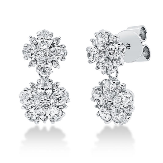 Ohrstecker 18 kt WG, 18 Oval 1,54 ct, TW-si, 22 Brill. 0,15 ct, TW-si