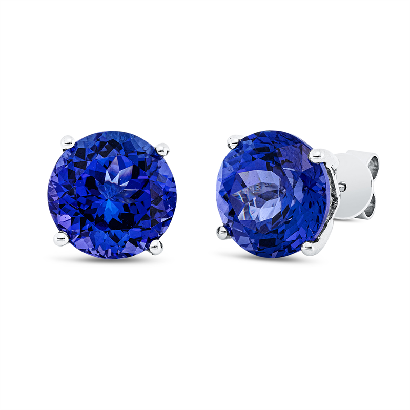Ohrstecker 18 kt WG, 2 Tansanit 12,76 ct blau