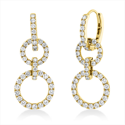 Ohrschmuck 18 kt GG, 84 Brill. 2,10 ct, TW-vsi