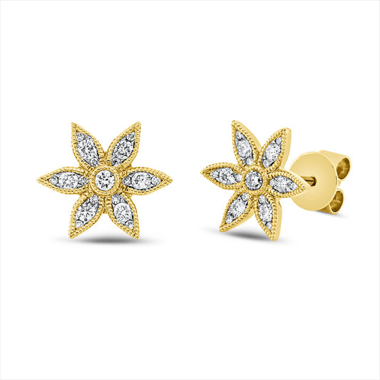 Ohrstecker 18 kt GG, 14 Brill. 0,23 ct, TW-si, 24 Brill. 0,05 ct, TW-si