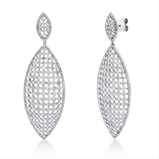 Ohrschmuck 18 kt WG, 484 Brill. 9,28 ct, TW-pi