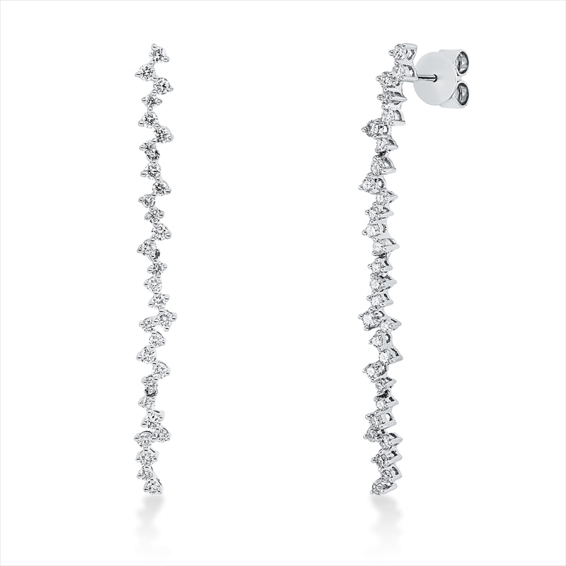 Ohrschmuck 18 kt WG, 58 Brill. 1,20 ct, TW-si