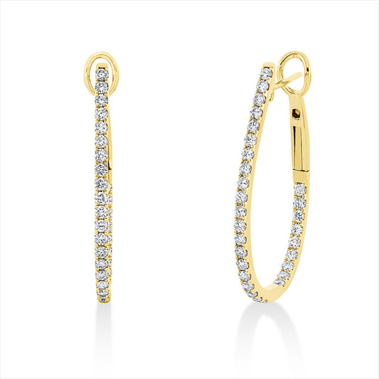 Creolen 18 kt GG, 58 Brill. 1,01 ct, TW-si