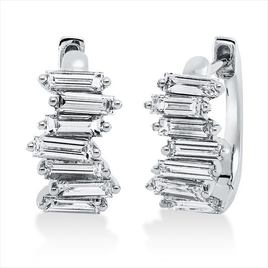 Creolen 18 kt WG, 14 Bag. 1,00 ct, TW-vsi