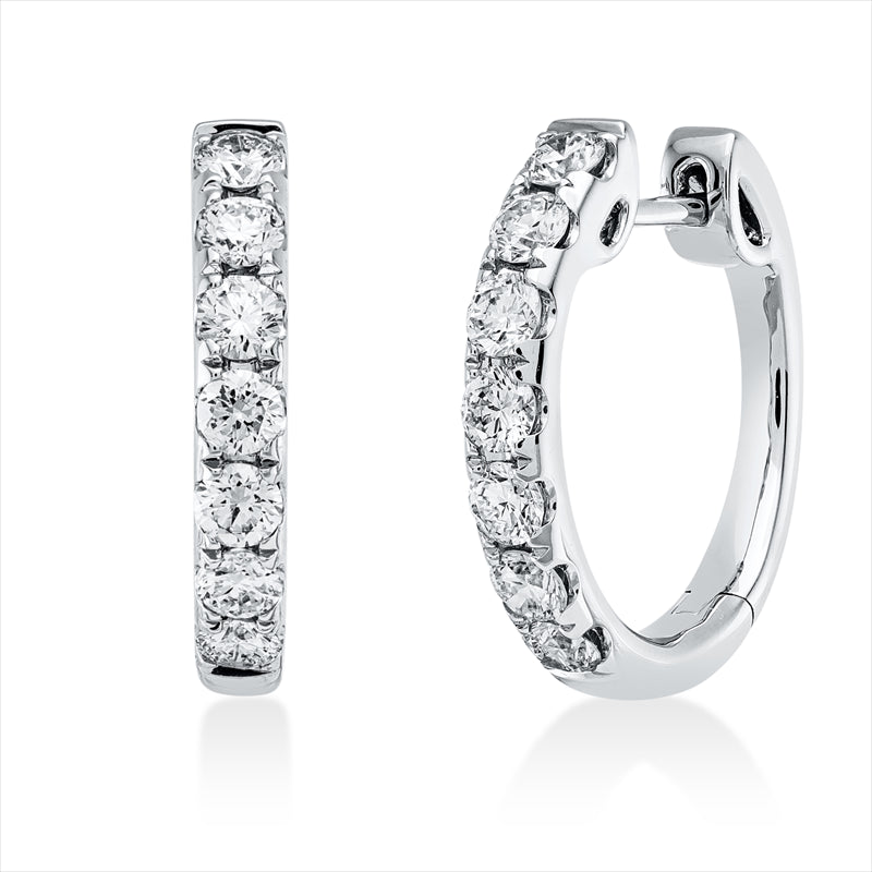 Creolen 18 kt WG, 14 Brill. 1,12 ct, TW-si