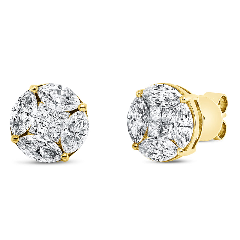 Ohrstecker 18 kt GG, 8 Princ. 0,36 ct, TW-vsi, 8 Nav. 1,79 ct, TW-vsi