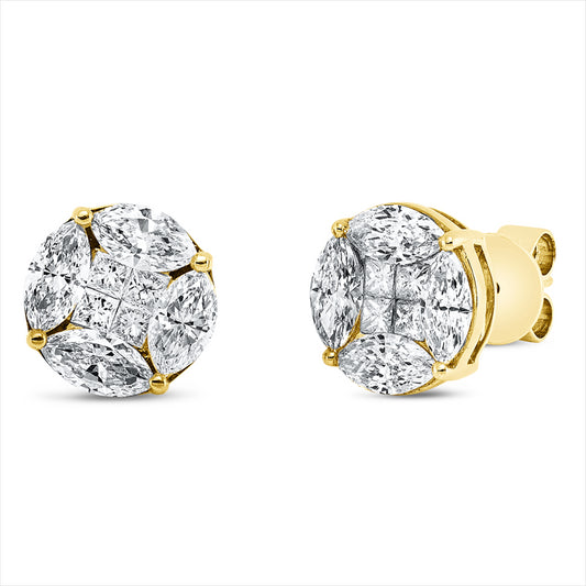 Ohrstecker 18 kt GG, 8 Princ. 0,36 ct, TW-vsi, 8 Nav. 1,79 ct, TW-vsi